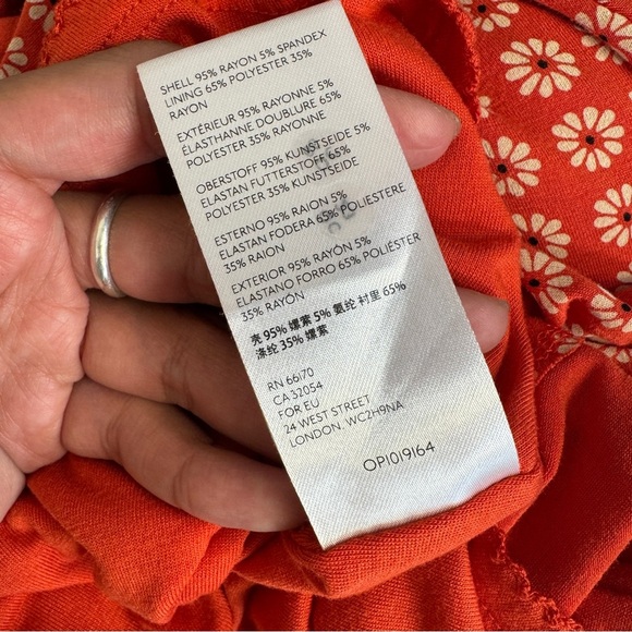 Maeve Anthropologie Tangerine Brianne Floral Print Scoop Neck Midi Dress Size 3X - Picture 9 of 12